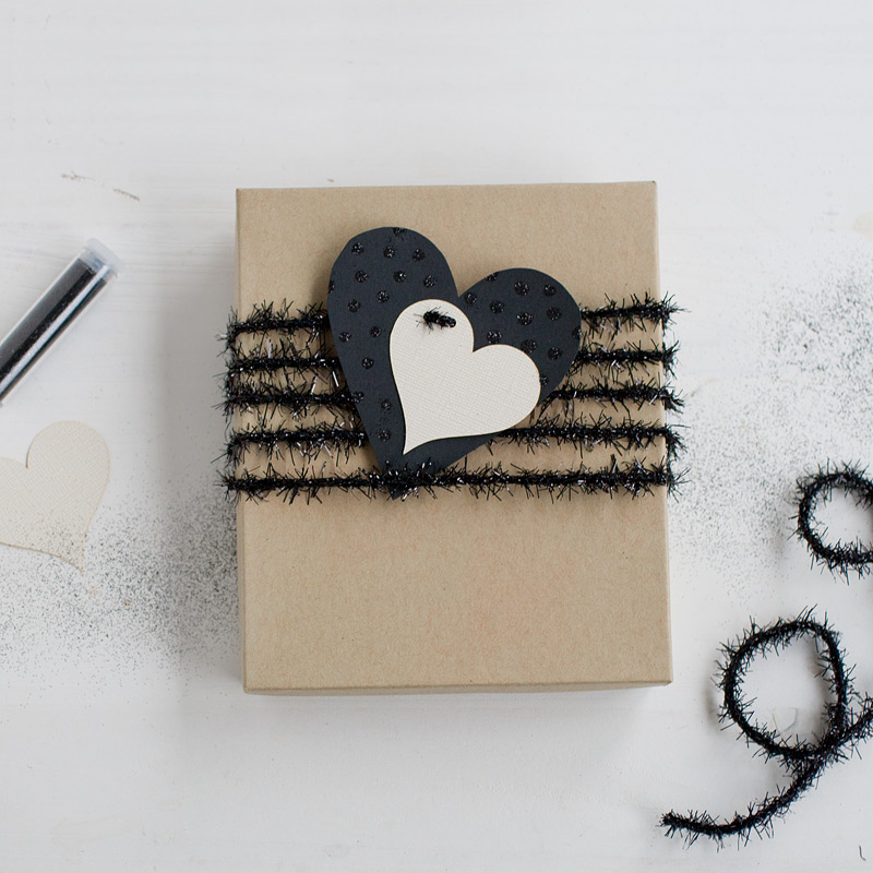 valentine's day gift wrap // polka glitter heart // #anastasiamariecards