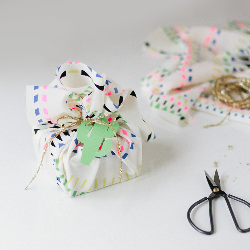 fabric gift wrap // desert cactus // via Anastasia Marie